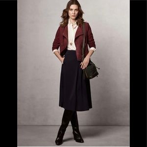 Ann Taylor Pleat-Front Midi Skirt